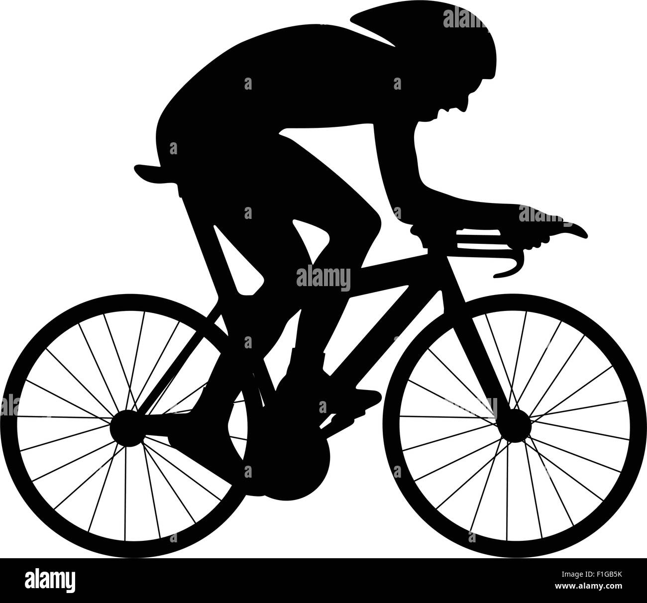 Ciclista silhouette isolato su uno sfondo bianco. Illustrazione Vettoriale. Illustrazione Vettoriale