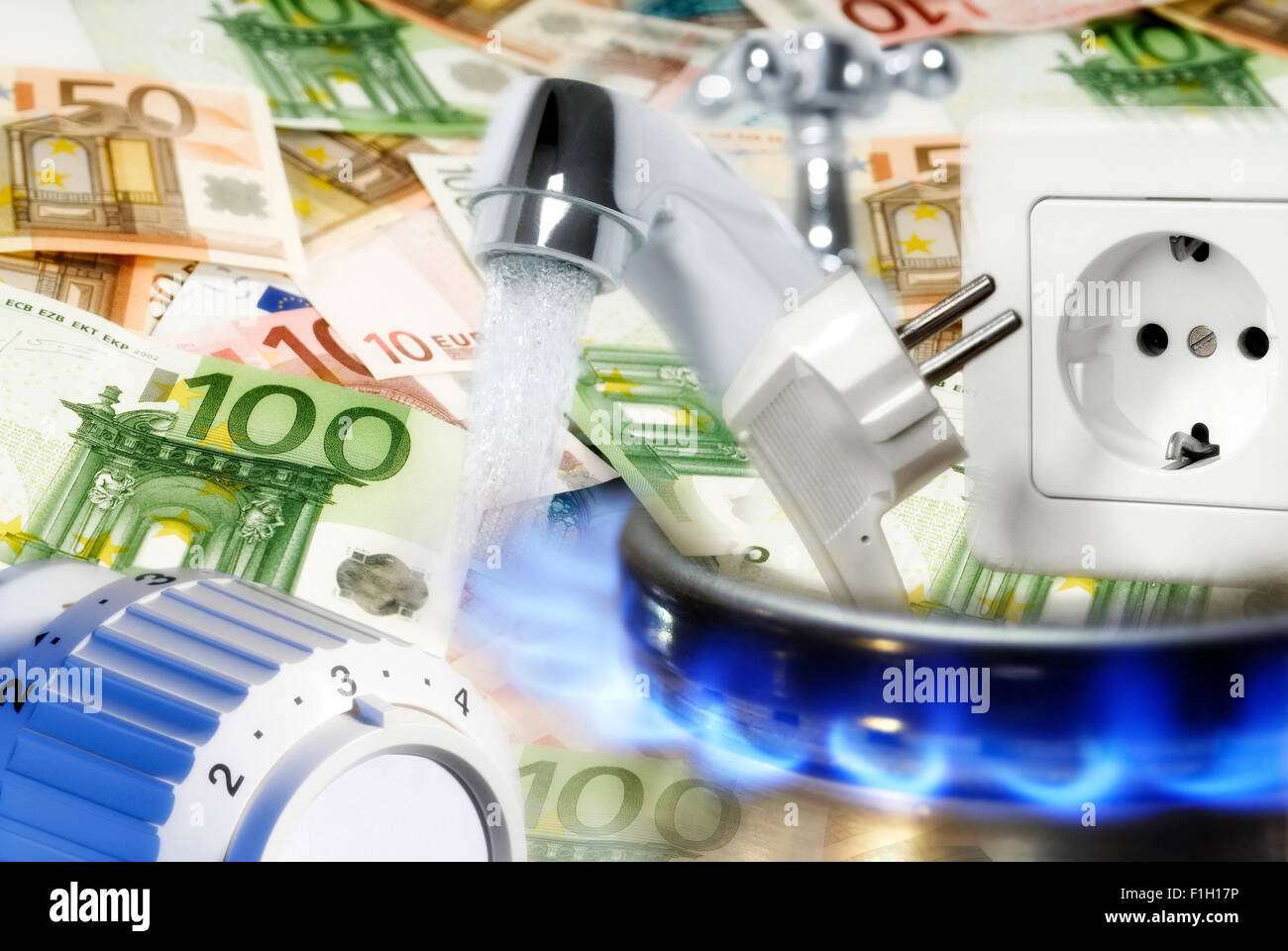 Il consumo di energia e di costi di energia Foto Stock