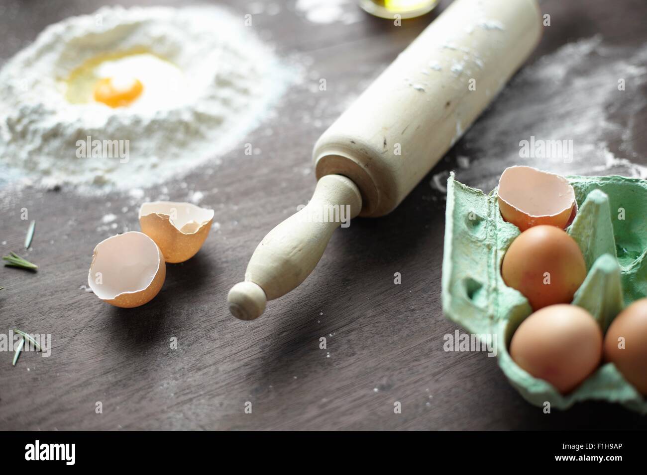 Close up di lievito preparato con farina e uova Foto Stock