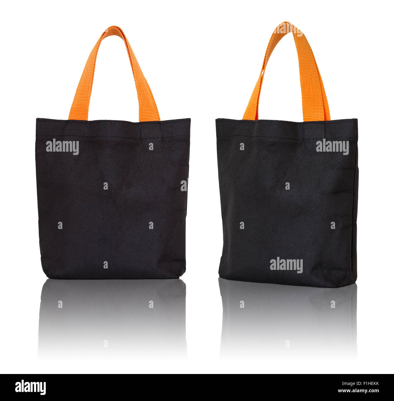 Tessuto nero borsa su sfondo bianco Foto Stock