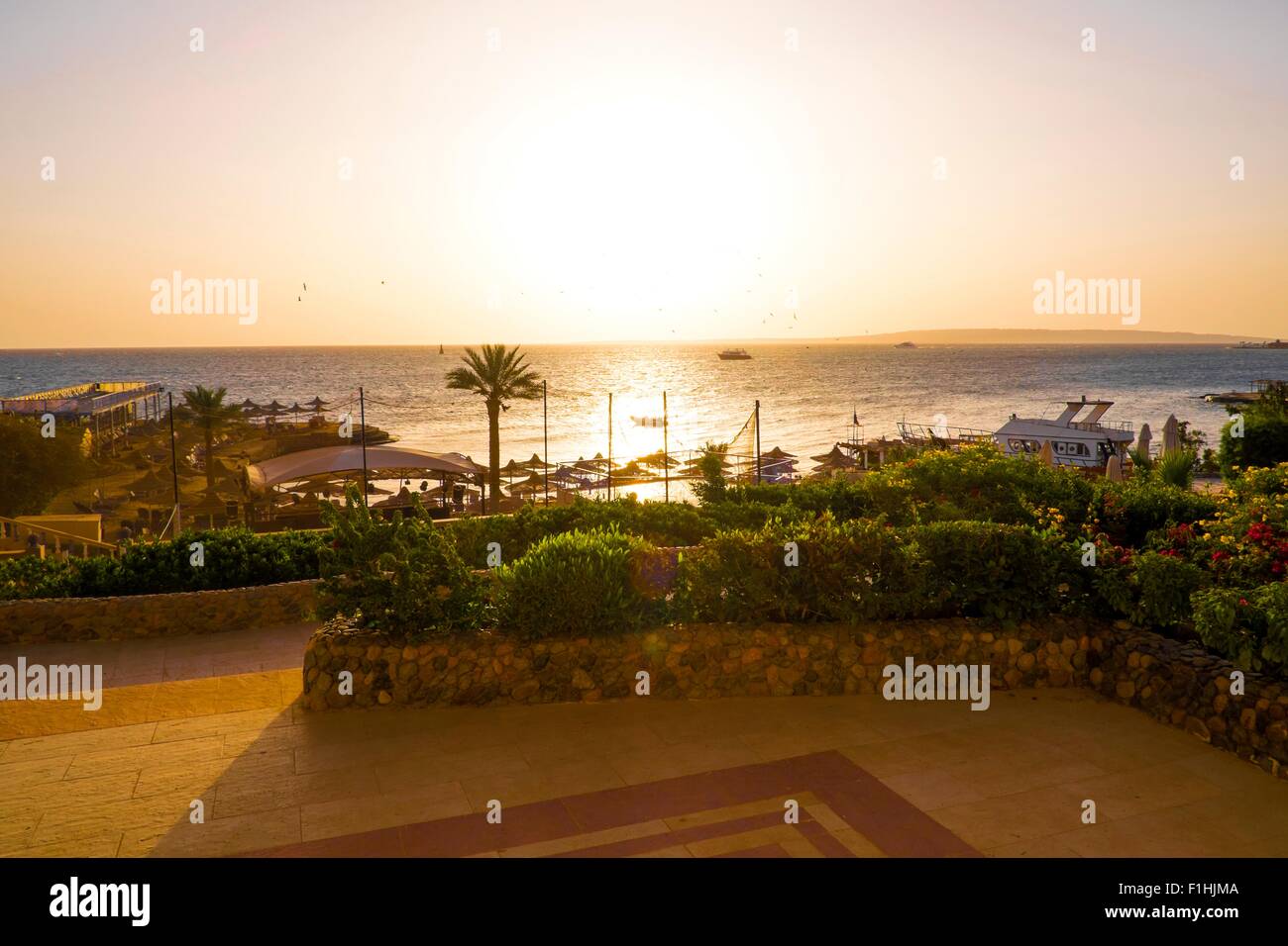 Beach Resort, Hurghada, Mar Rosso, Egitto Foto Stock