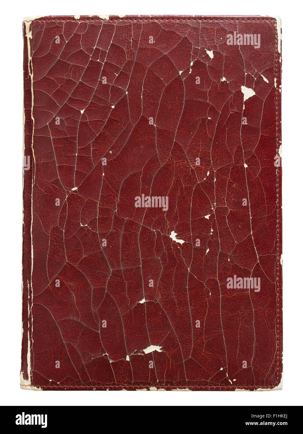 Il vecchio Libro di pelle coperchio isolato su bianco con tracciato di ritaglio Foto Stock