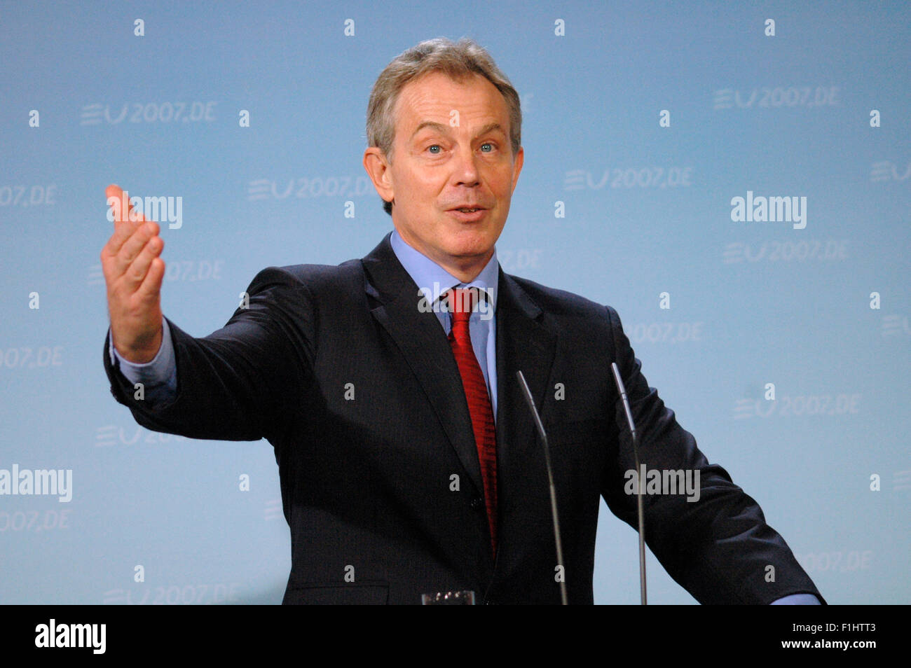 Tony Blair - Treffen der dt. Bundeskanzlerin mit dem britischen PM am 13. Februar 2007, Bundeskanzleramt, Berlin-Tiergarten. Foto Stock