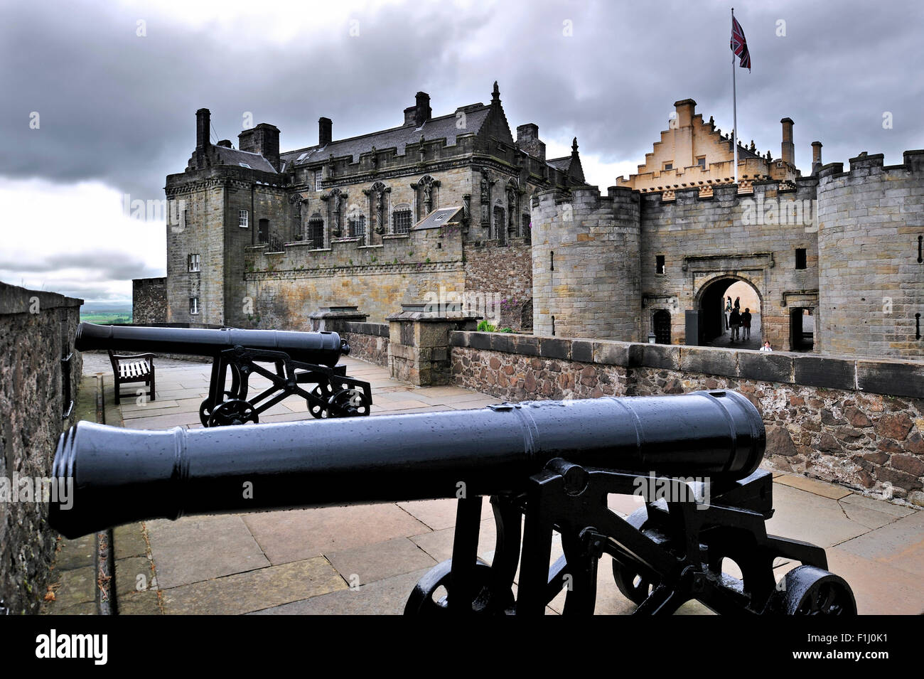 I cannoni al Castello di Stirling, Stirlingshire, Scotland, Regno Unito Foto Stock