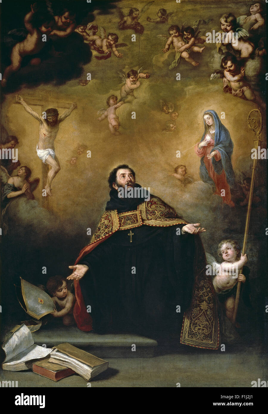 Bartolomé Esteban Murillo - Sant Agostino tra il Cristo e la vergine Foto Stock