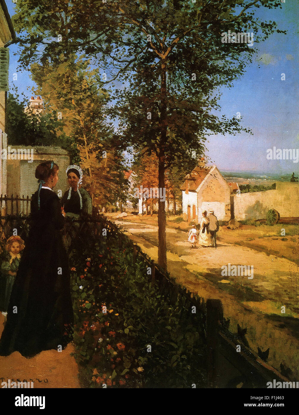 Camille Pissarro - La conversazione (strada da Versailles a Louveciennes) Foto Stock