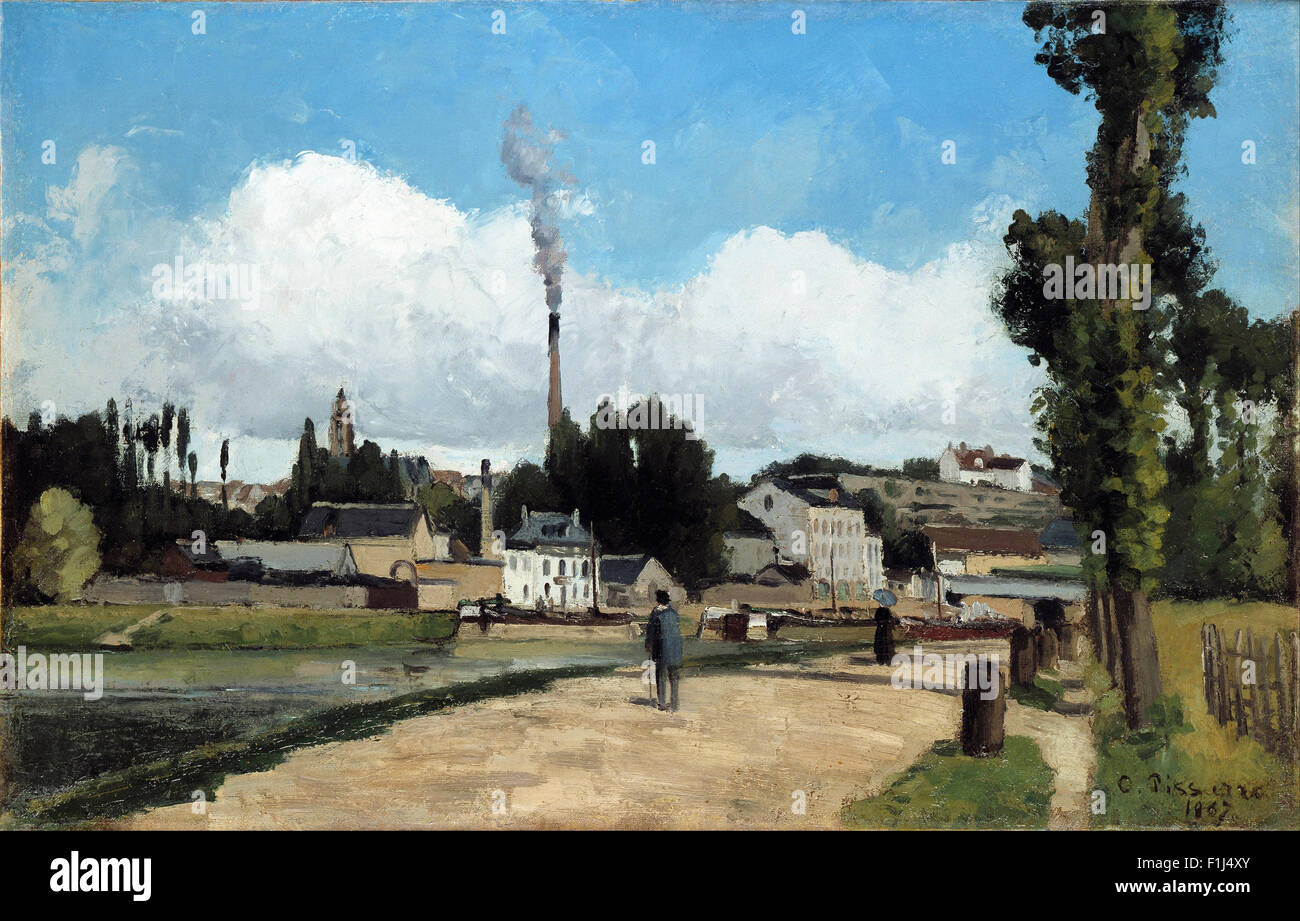 Camille Pissarro - Bords de l'Oise a Pontoise Foto Stock