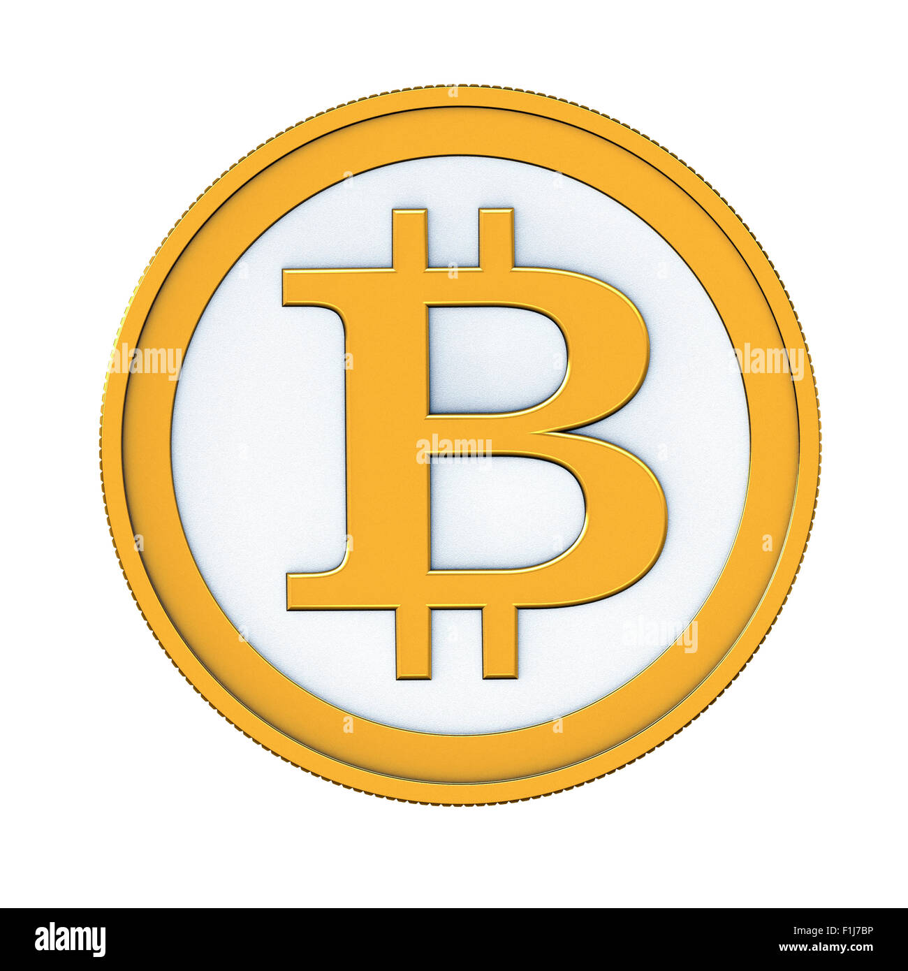 3D render di astratta bitcoin coin isolate su sfondo bianco Foto Stock