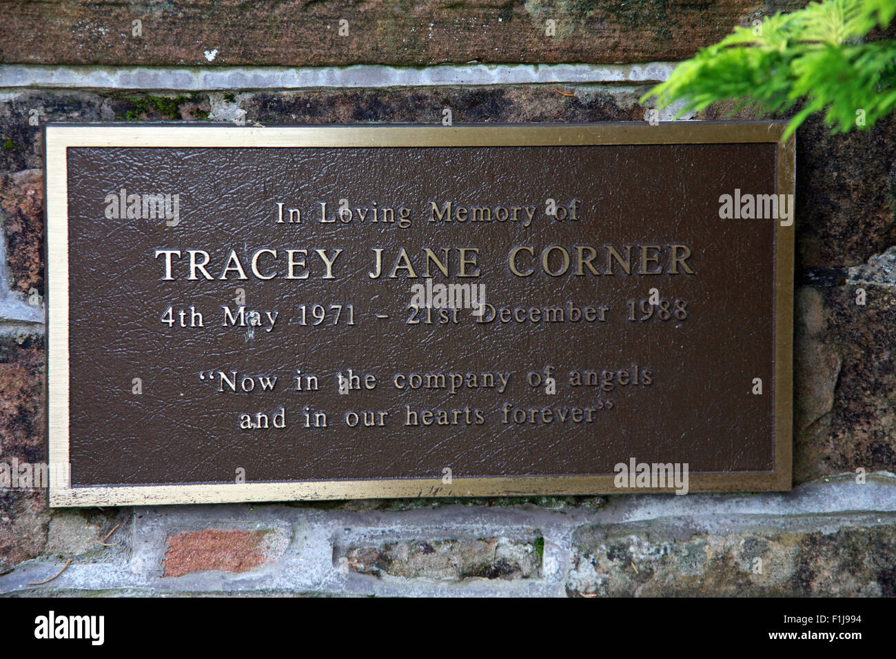 Lockerbie PanAm103 In Rimembranza Memorial Tracey Jane angolo, Scozia Foto Stock