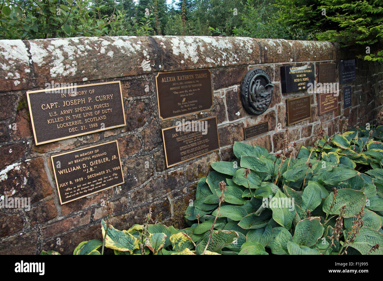 Lockerbie PanAm103 In Rimembranza Memorial Wall, Scozia Foto Stock