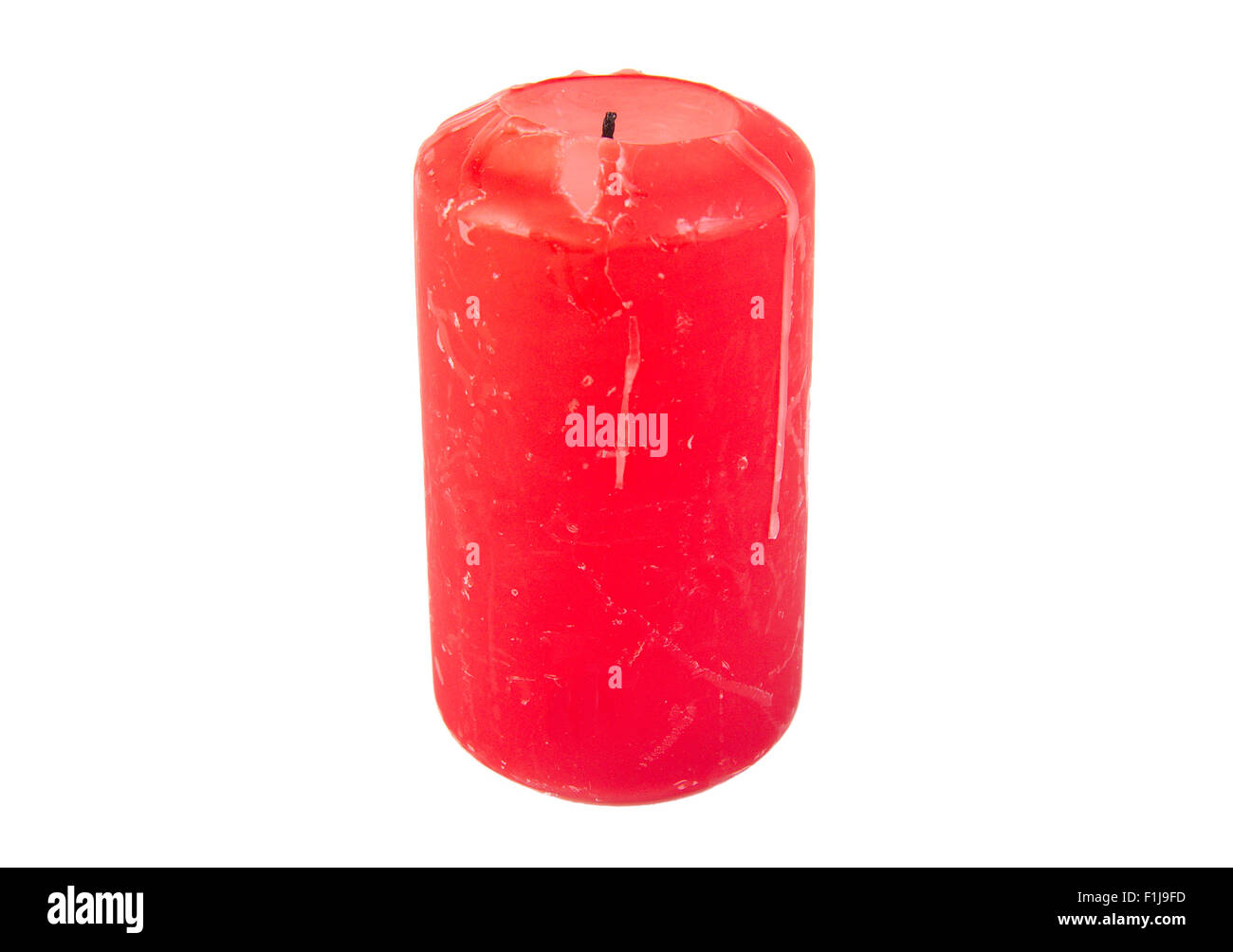 Colore rosso usato candela isolati su sfondo bianco Foto Stock