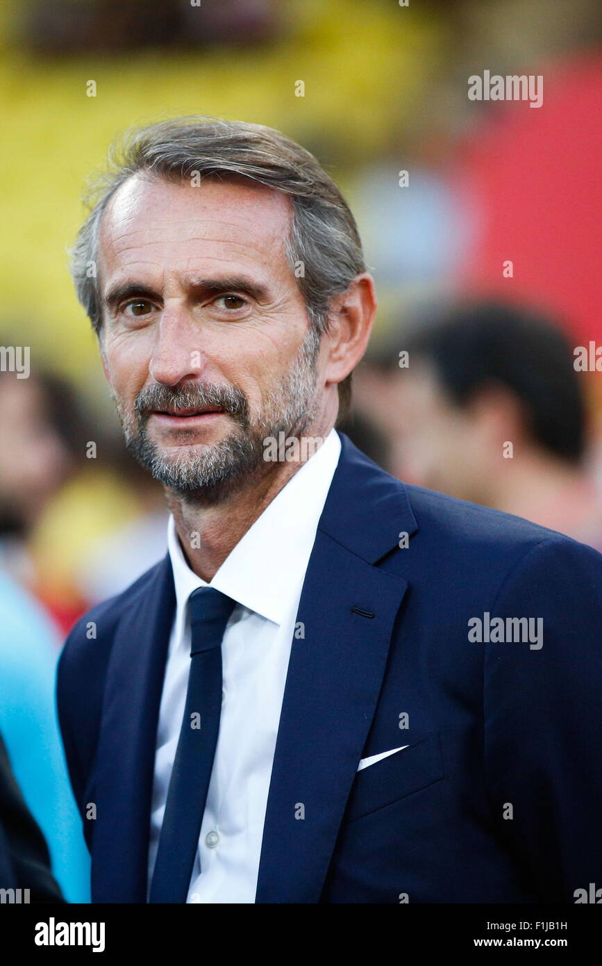 Jean Claude Blanc - 30.08.2015 - Monaco/PSG - 4eme journee de Ligue 1.Photo : Serge Haouzi/Icona Sport Foto Stock