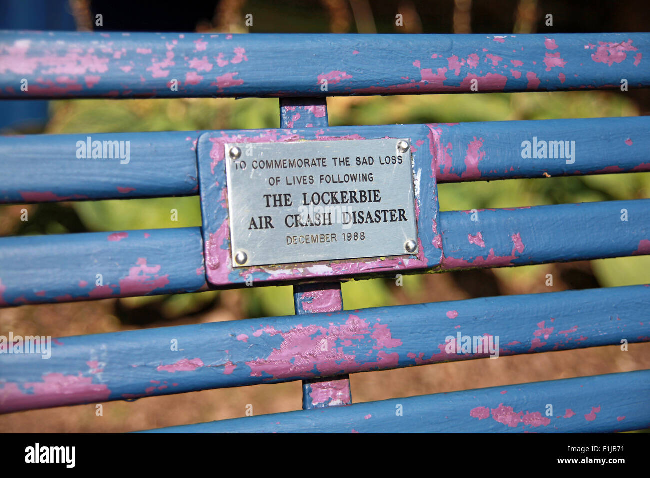 Lockerbie PanAm103 In Rimembranza Memorial banco, Scozia Foto Stock