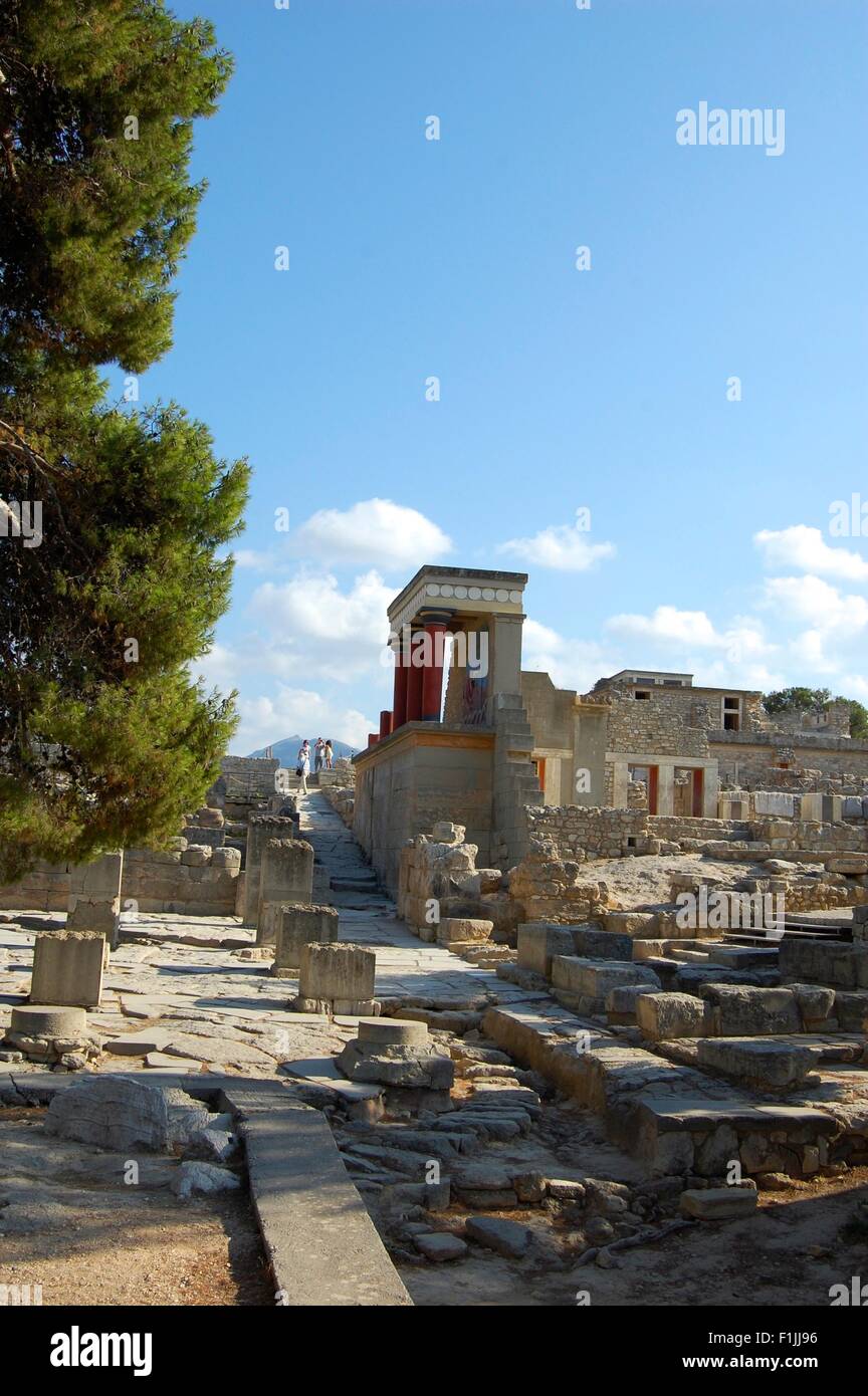 L'antico palazzo minoico di Cnosso a Creta Foto Stock
