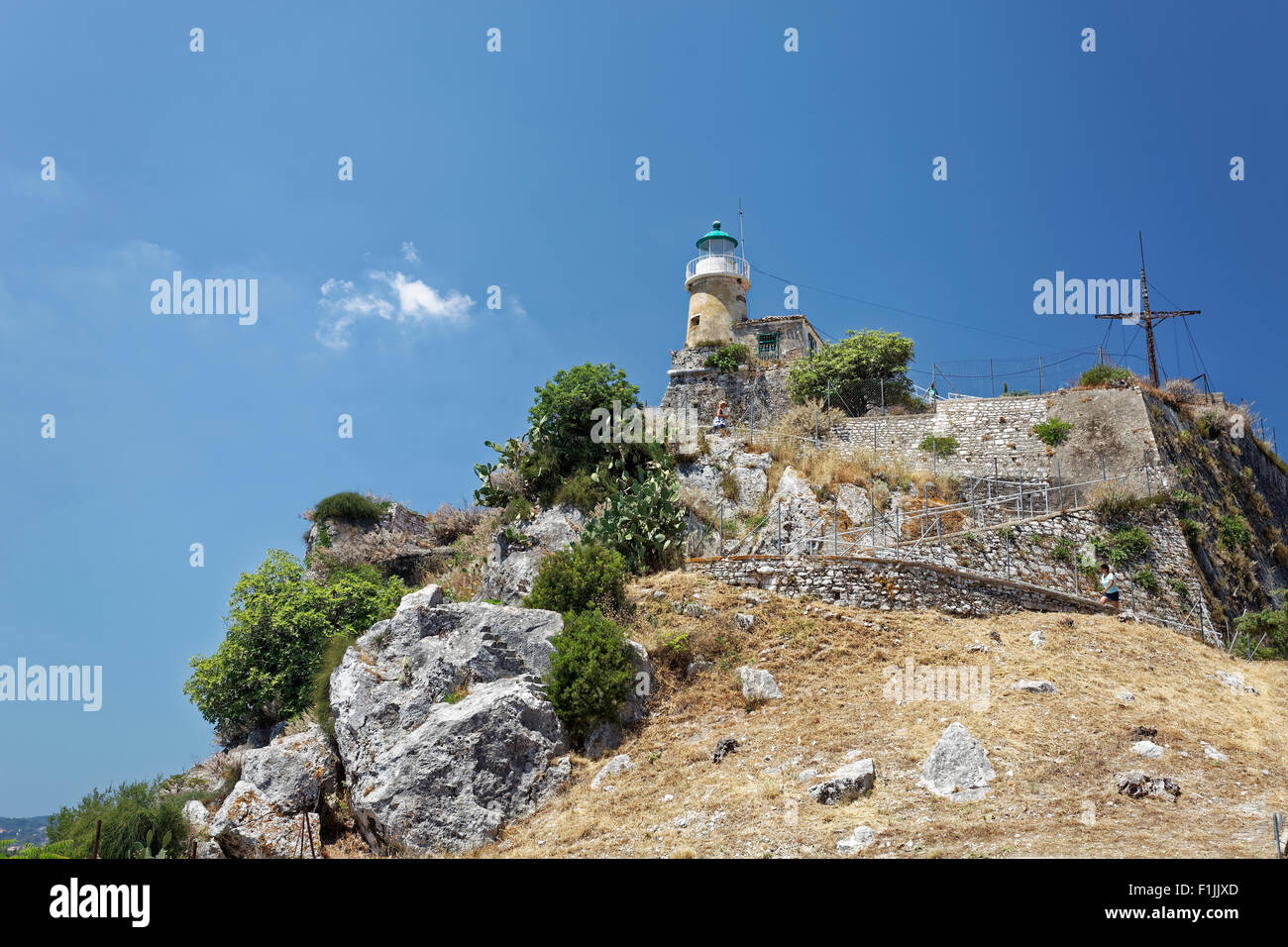Faro e la città di Corfù, Sito Patrimonio Mondiale dell'Unesco, o di Corfu Corfu isola, isole Ionie, Grecia Foto Stock