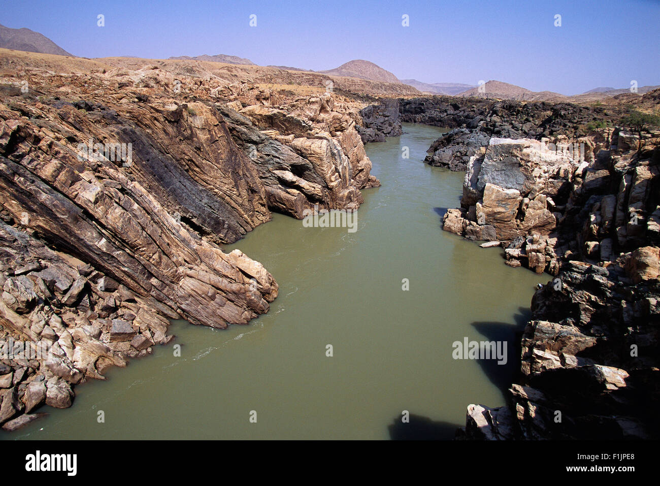 Panoramica sul fiume Kunene, Namibia, Africa Foto Stock