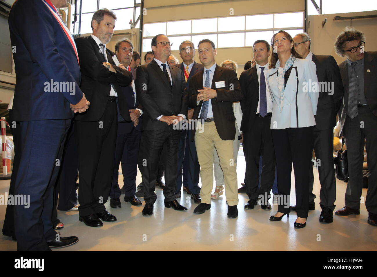 Visita presidenziale di Francois Hollande, alla società Air Liquide di tecnologie avanzate, vicino a Grenoble, Isere, Francia. Foto Stock