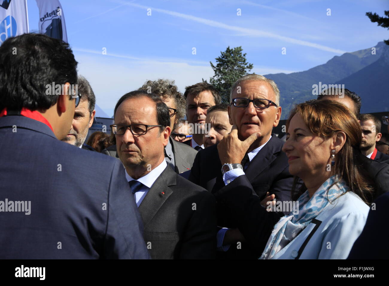 Visita presidenziale di Francois Hollande, alla società Air Liquide di tecnologie avanzate, vicino a Grenoble, Isere, Francia. Foto Stock