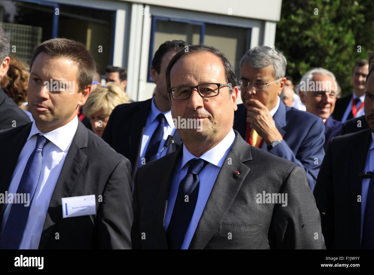 Visita presidenziale di Francois Hollande, alla società Air Liquide di tecnologie avanzate, vicino a Grenoble, Isere, Francia. Foto Stock