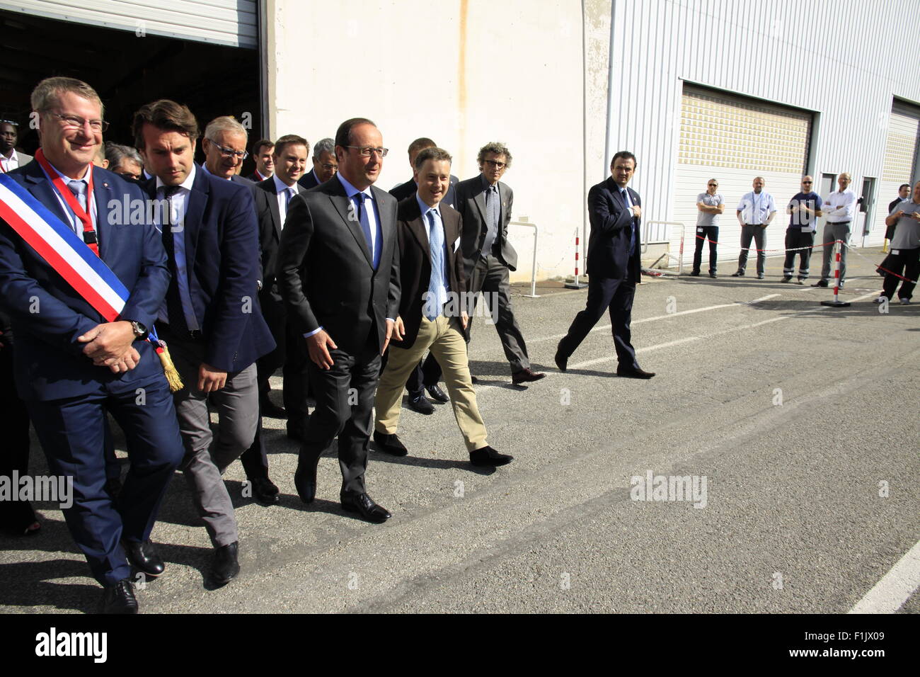 Visita presidenziale di Francois Hollande, alla società Air Liquide di tecnologie avanzate, vicino a Grenoble, Isere, Francia. Foto Stock