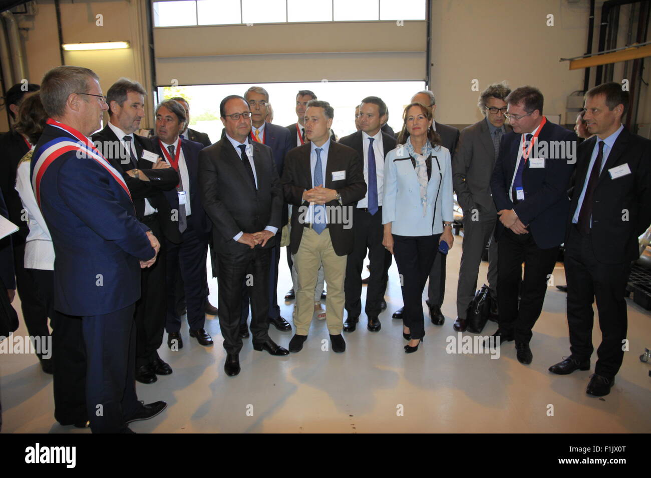 Visita presidenziale di Francois Hollande, alla società Air Liquide di tecnologie avanzate, vicino a Grenoble, Isere, Francia. Foto Stock