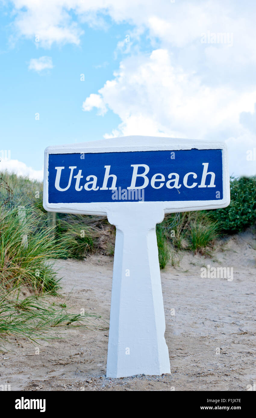 Utah Beach è una delle cinque spiagge dello sbarco in Normandia sbarchi il 6 giugno 1944, durante la Seconda Guerra Mondiale. Utah si trova su t Foto Stock