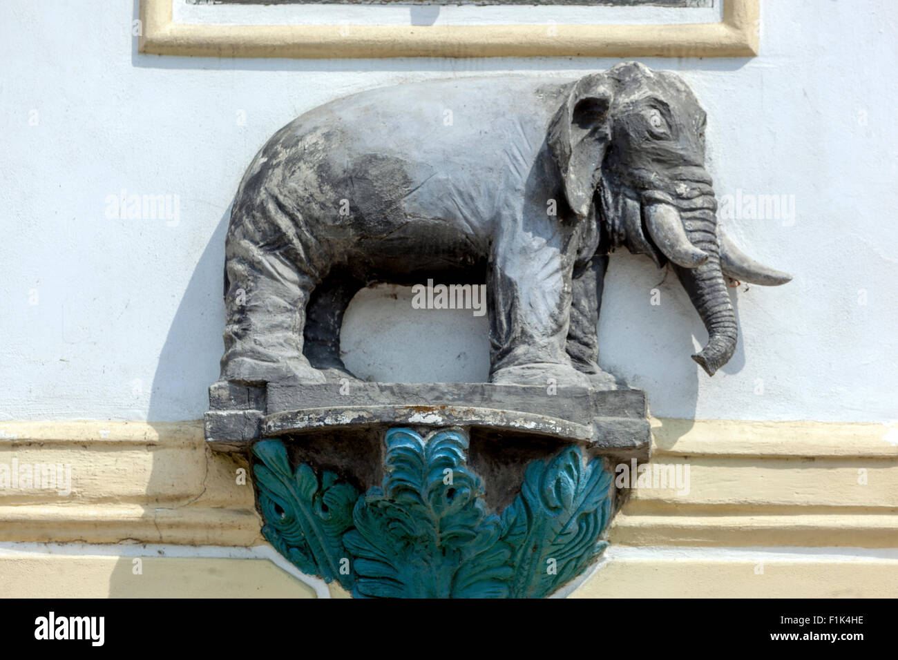 Casa segni di elefante, Pisek, Boemia del Sud, Repubblica Ceca, Europa Foto Stock