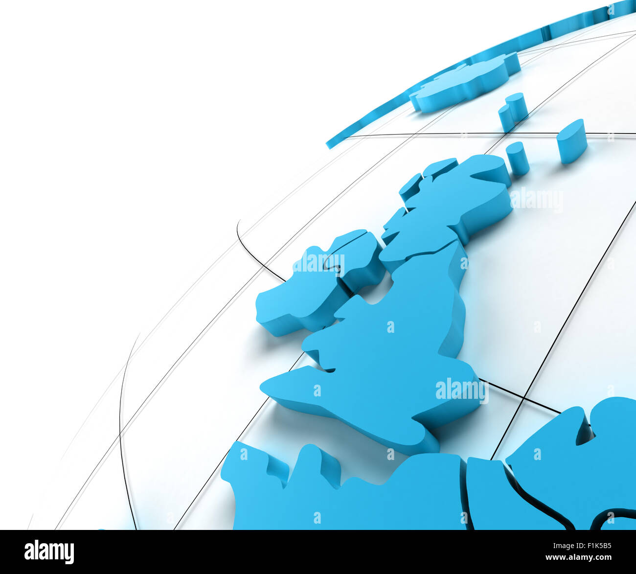 Globo terrestre del Regno Unito con i confini nazionali Foto Stock