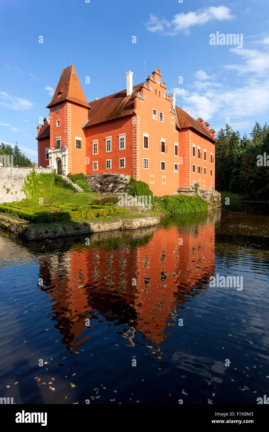 Cervena Lhota, Castello d'acqua, Boemia del Sud, Repubblica Ceca, Europa Foto Stock