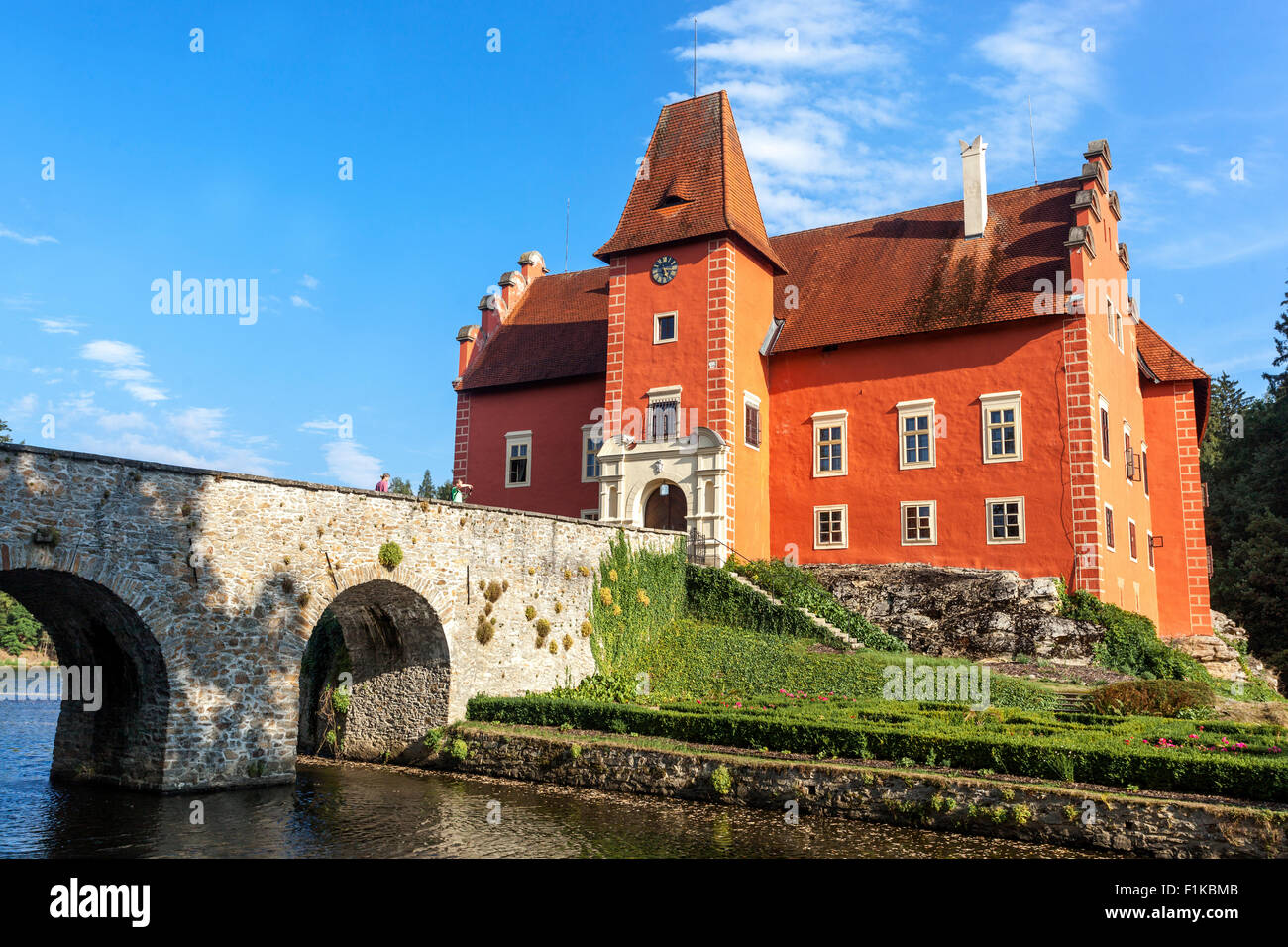 Cervena Lhota, Castello d'acqua, Boemia del Sud, Repubblica Ceca, Europa Foto Stock