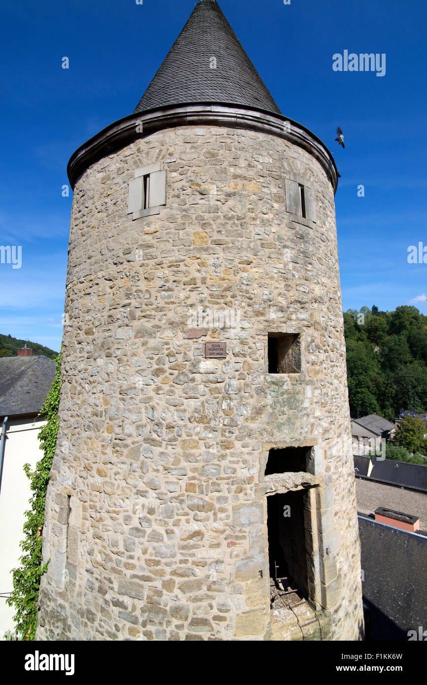Torre di Munster Clausen tutto ciò che resta di Altmünster Abbazia Monastero benedettino di città di Lussemburgo Foto Stock
