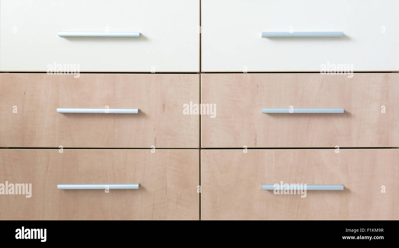 Cabinet ritagliata con sei cassetti simmetrica Foto Stock