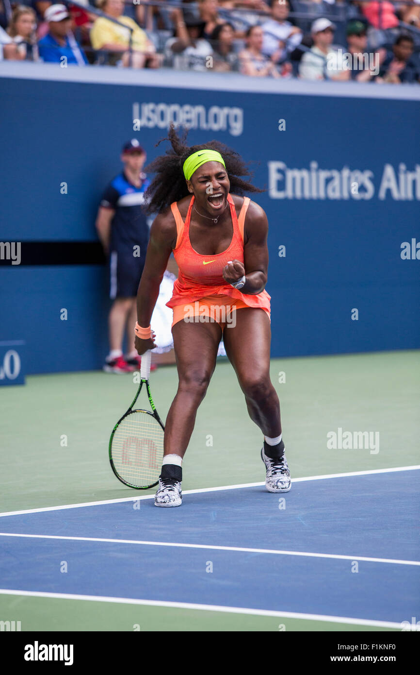 Serena Williams competere al 2015 US Open Tennis Foto Stock