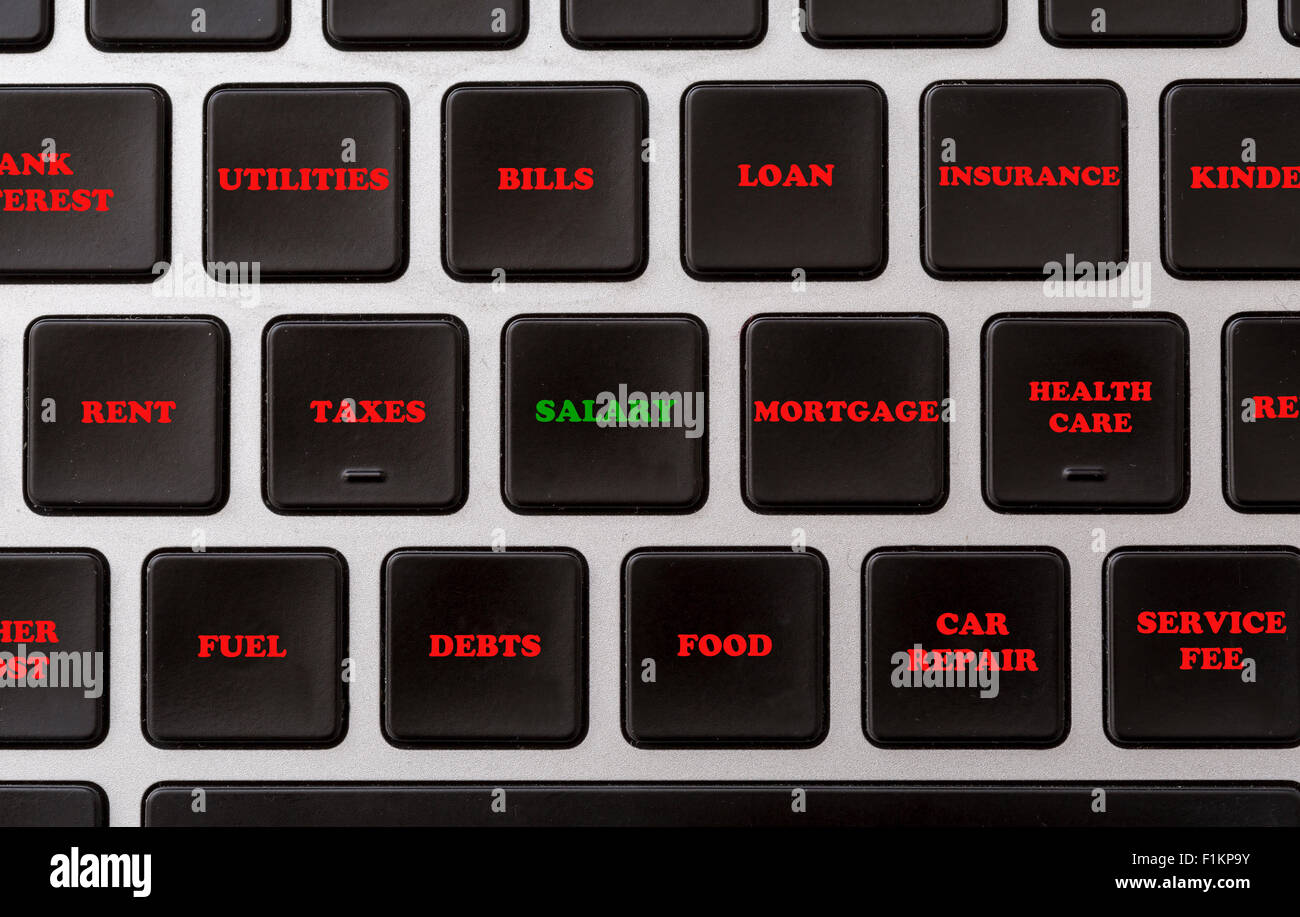 Le spese e i redditi Foto Stock