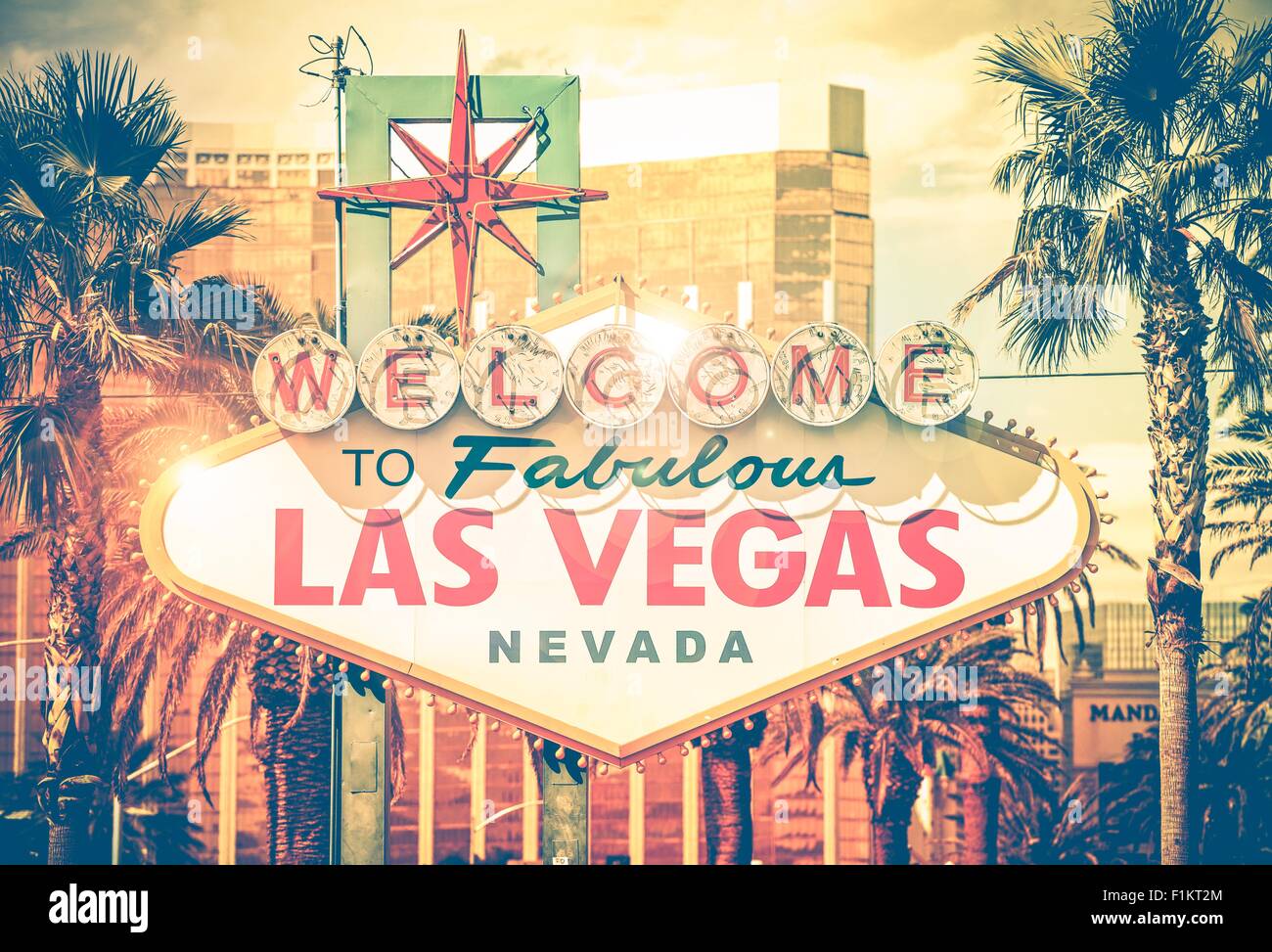 Vintage Las Vegas foto. Las Vegas Boulevard entrata segno. Nevada, Stati Uniti. Peccato concetto di città. Foto Stock