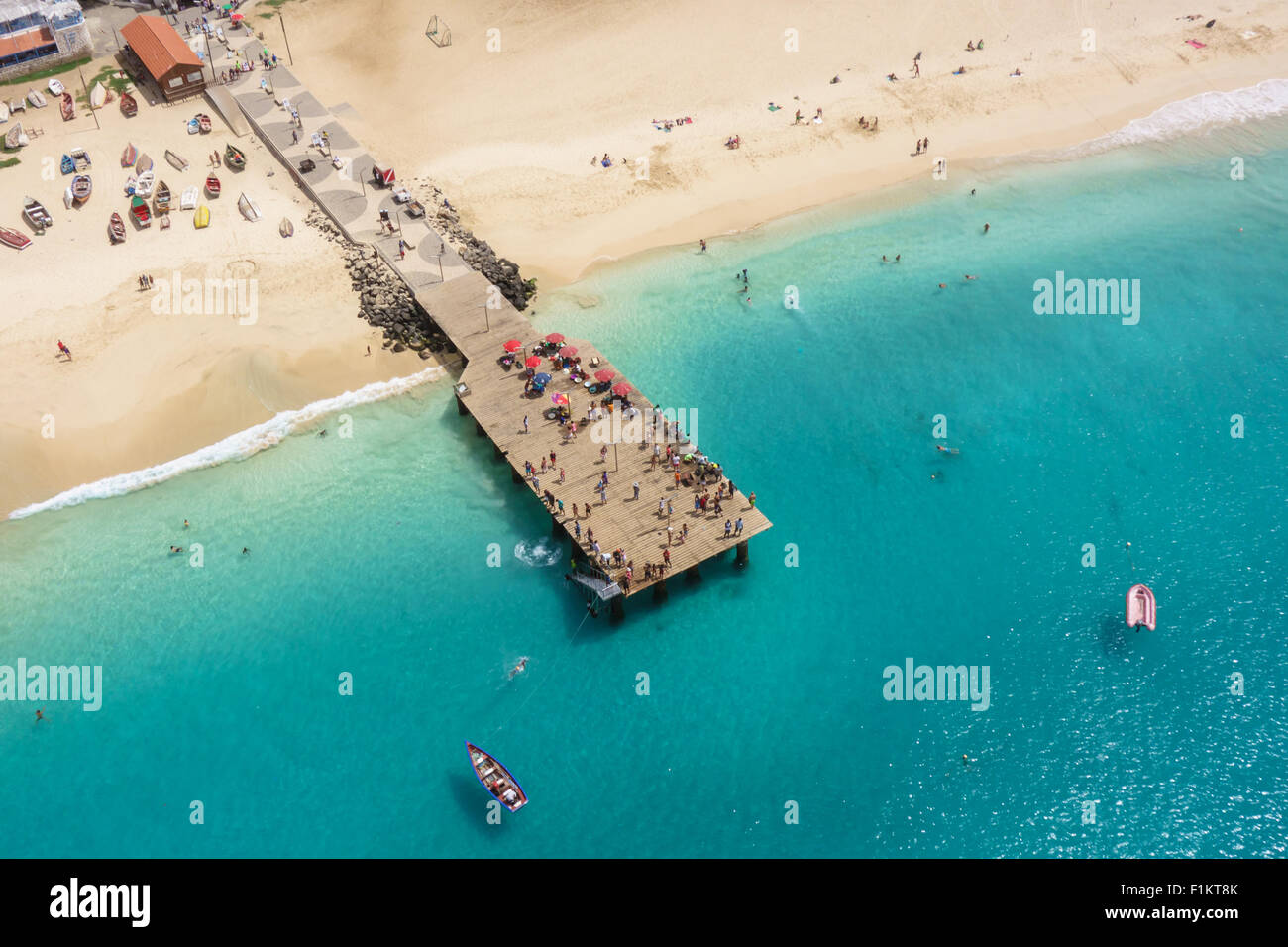 Vista aerea della spiaggia di Santa Maria in Isola di Sal Capo Verde - Cabo Verde Foto Stock