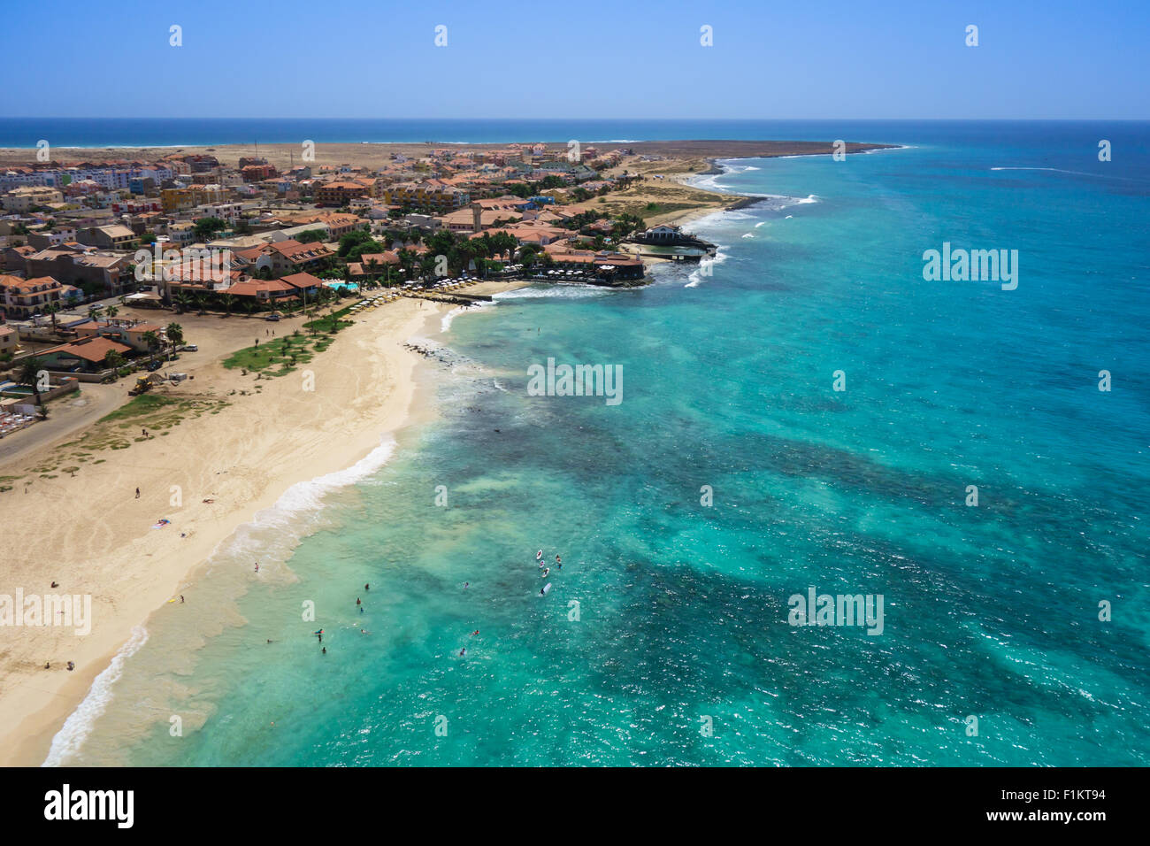 Vista aerea della spiaggia di Santa Maria in Isola di Sal Capo Verde - Cabo Verde Foto Stock