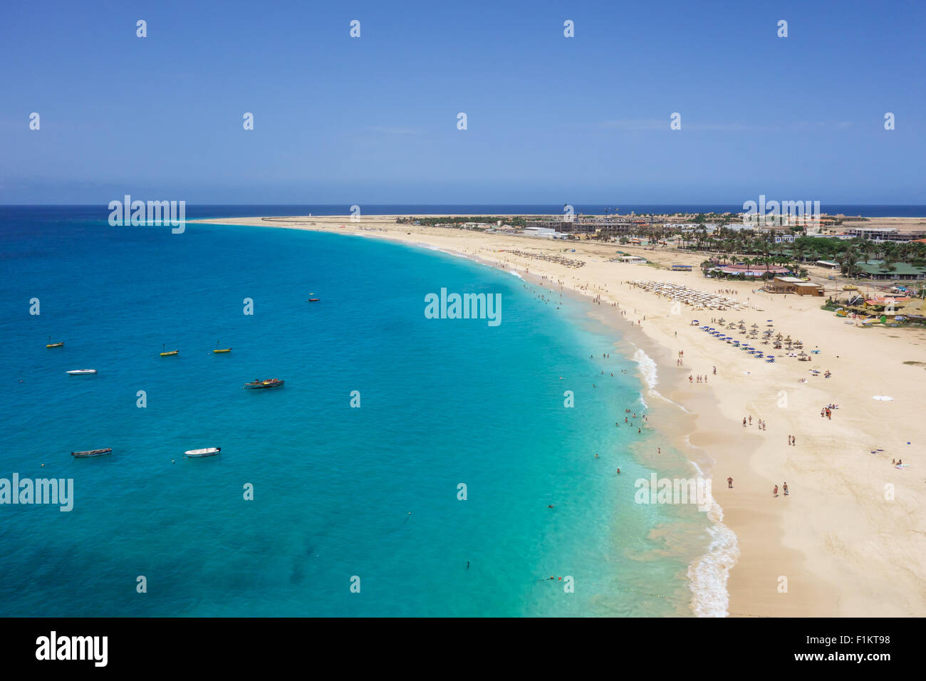 Vista aerea della spiaggia di Santa Maria in Isola di Sal Capo Verde - Cabo Verde Foto Stock