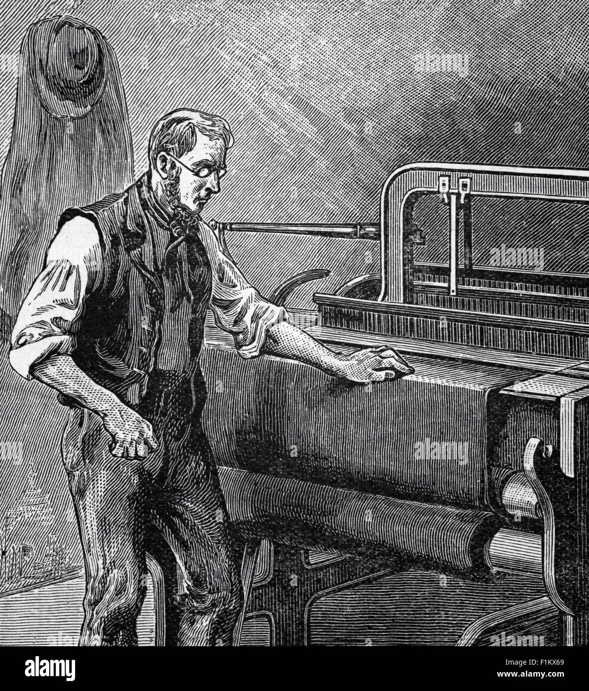 Un tessitore del 19 ° secolo a Norwich, Norfolk, Inghilterra Foto Stock
