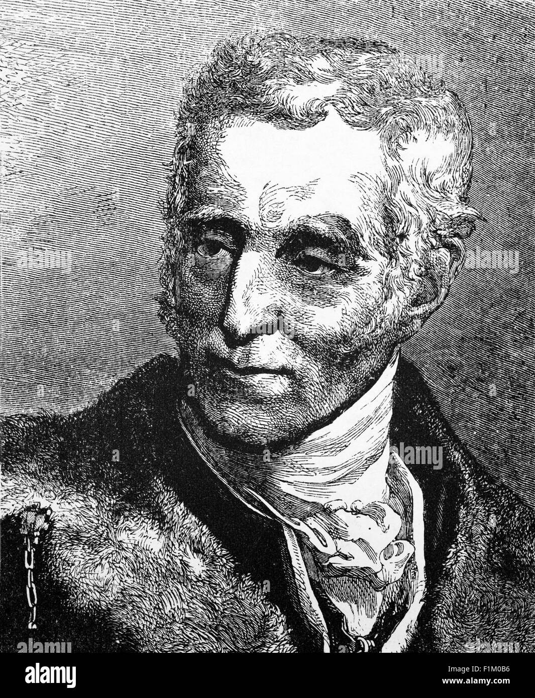 Ritratto del maresciallo Arthur Wellesley, i duca di Wellington, KG, GCB, GCH, PC, FRS (1769-1852) è stato un soldato anglo-irlandese e statista di Tory, che è stato uno dei principali militari e politici della Gran Bretagna del XIX secolo, servendo due volte come primo ministro. Terminò le guerre napoleoniche quando sconfisse Napoleone nella Battaglia di Waterloo nel 1815. Foto Stock