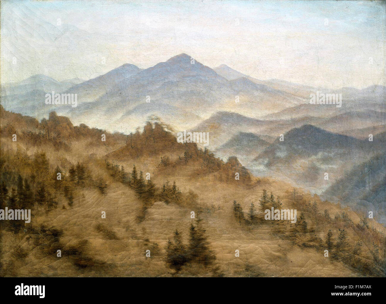 Caspar David Friedrich - Montagne in ordine crescente di nebbia Foto Stock