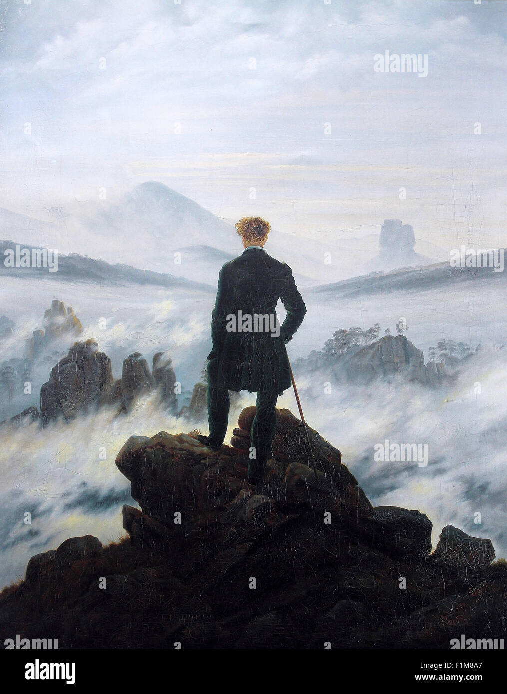 Caspar David Friedrich - Il Wanderer sopra il mare di nebbia Foto Stock