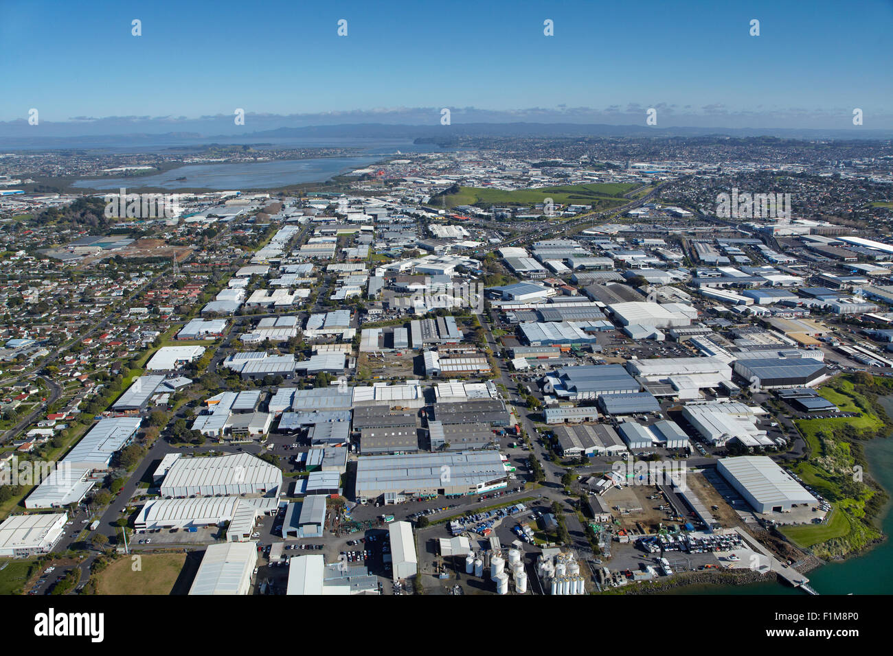 Zona Industriale, Monte Wellington, Auckland, Isola del nord, Nuova Zelanda - aerial Foto Stock
