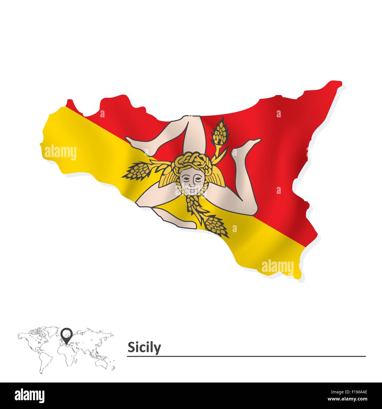 Mappa della Sicilia con bandiera - illustrazione vettoriale Illustrazione Vettoriale