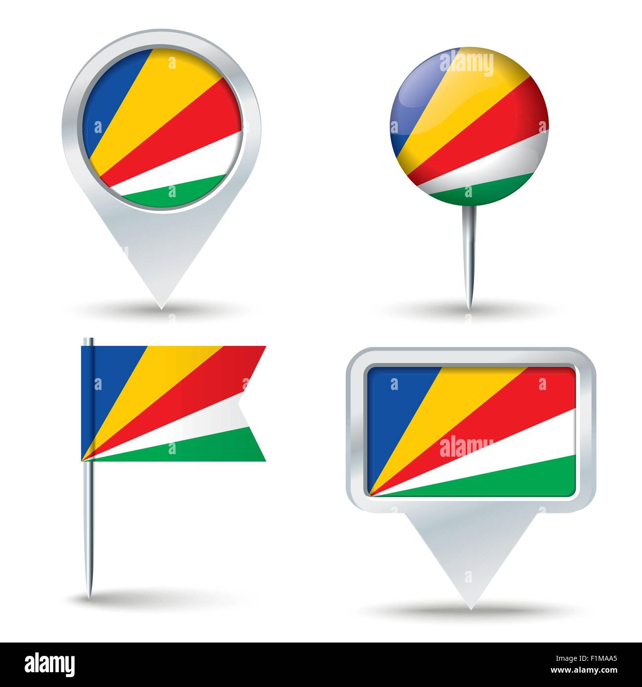 Mappa pins con bandiera delle Seychelles - illustrazione vettoriale Illustrazione Vettoriale