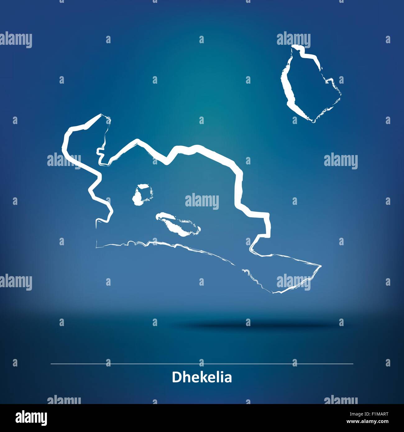 Doodle Mappa di Dhekelia - illustrazione vettoriale Illustrazione Vettoriale