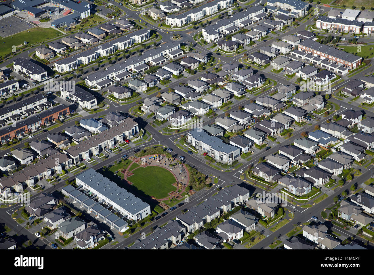 Alloggiamento Stonefields sviluppo, Monte Wellington, Auckland, Isola del nord, Nuova Zelanda - aerial Foto Stock