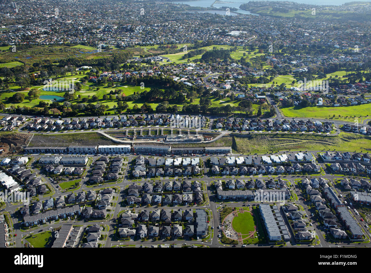 Alloggiamento Stonefields sviluppo, Monte Wellington e Remuera Campo da Golf, Auckland, Isola del nord, Nuova Zelanda - aerial Foto Stock