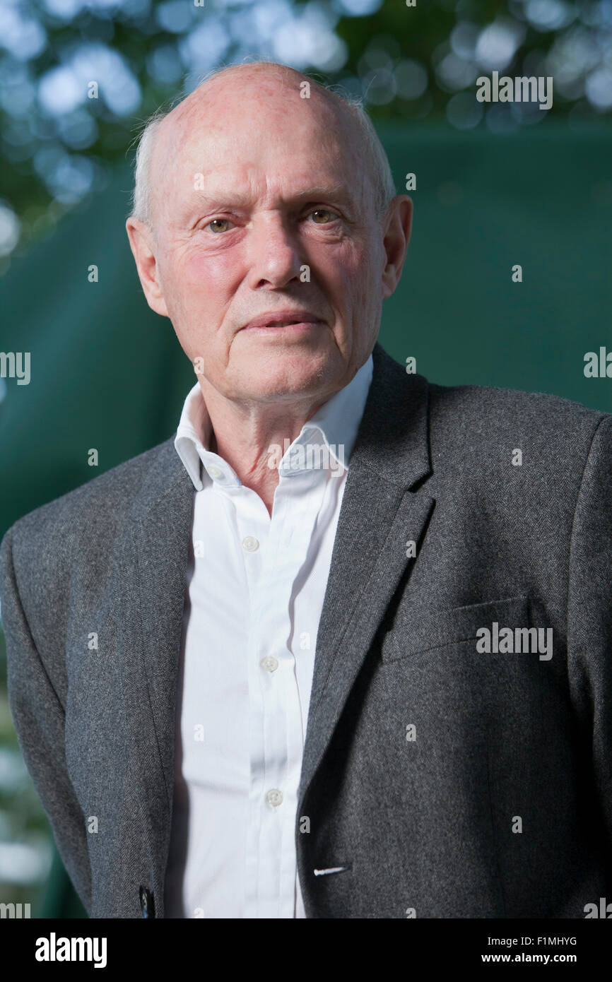 Justin Cartwright, il romanziere britannico, a Edinburgh International Book Festival 2015. Edimburgo, Scozia. Il 16 agosto 2015 Foto Stock