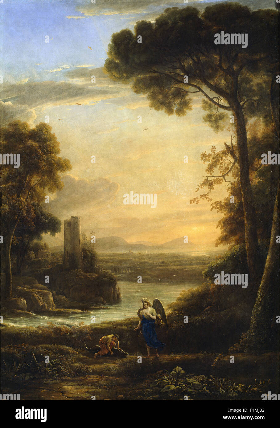 Claude Lorrain (Claude Gellée) - L'Arcangelo Raffaele e Tobias Foto Stock